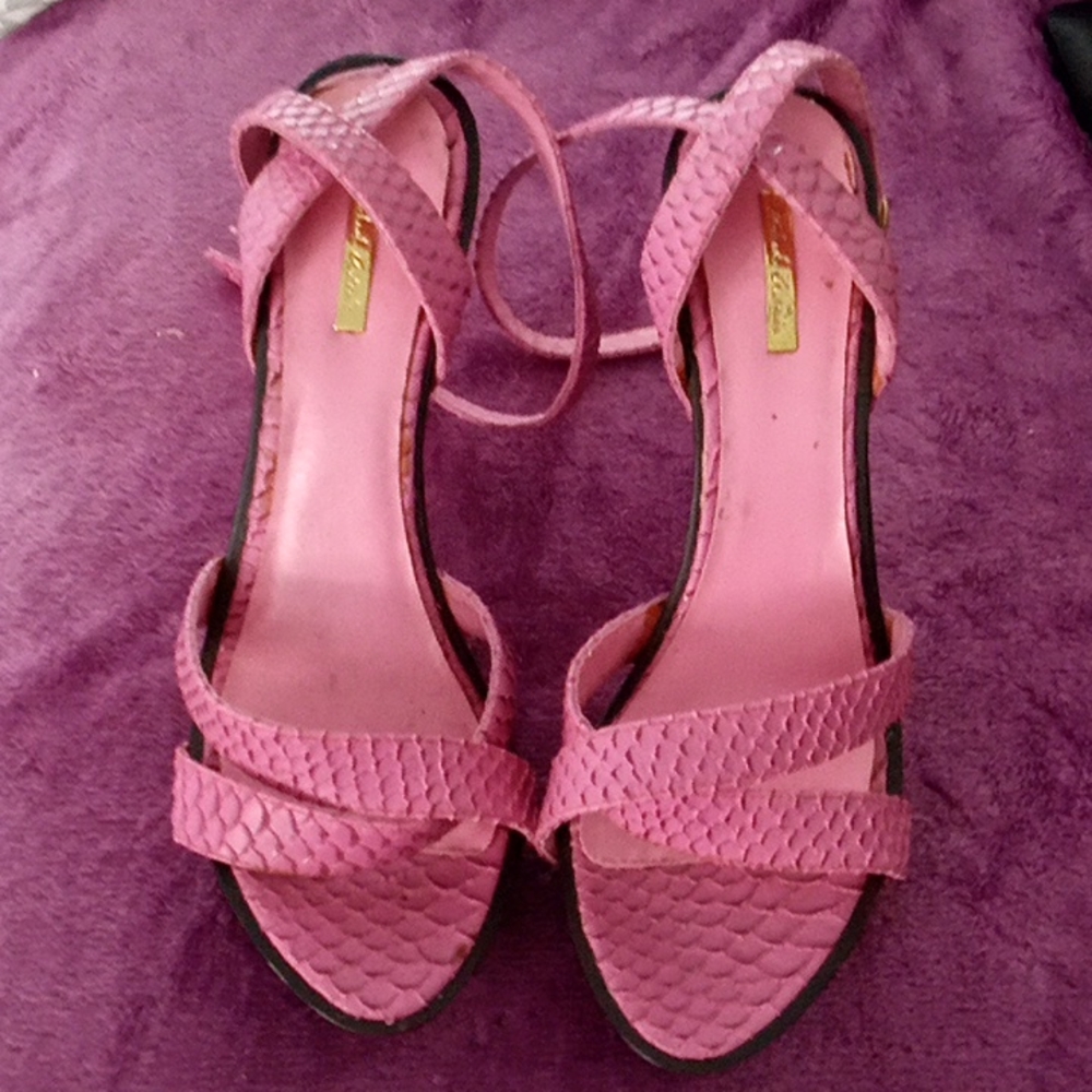 Hot pair of Michael Antonio strap on bright pink high heels Never worn